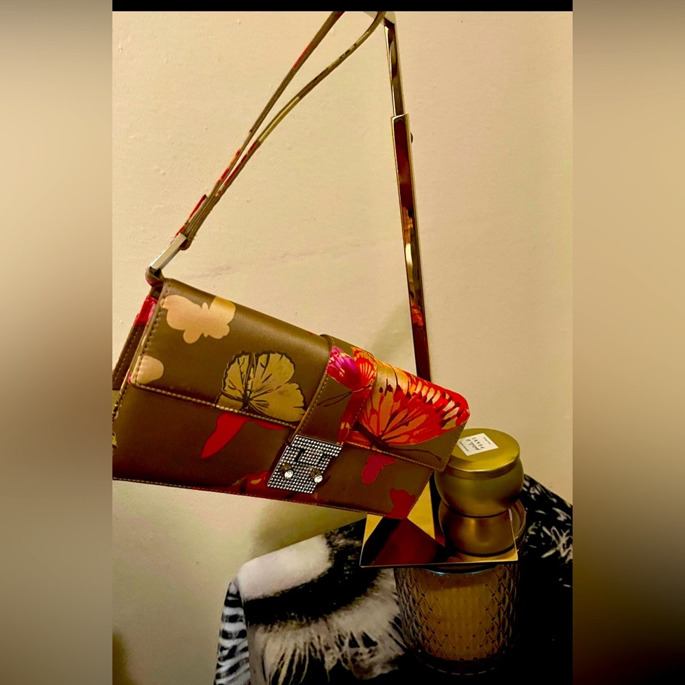 Original Valentino Garavani Clutch Night Bag tan whit Butterfly’s Pink, orange